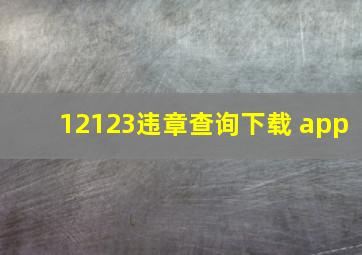 12123违章查询下载 app